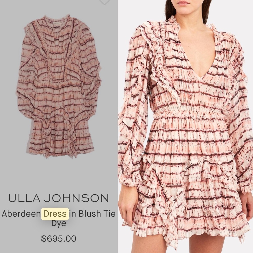SOLD Ulla Johnson silk tie dye pink mini dress
